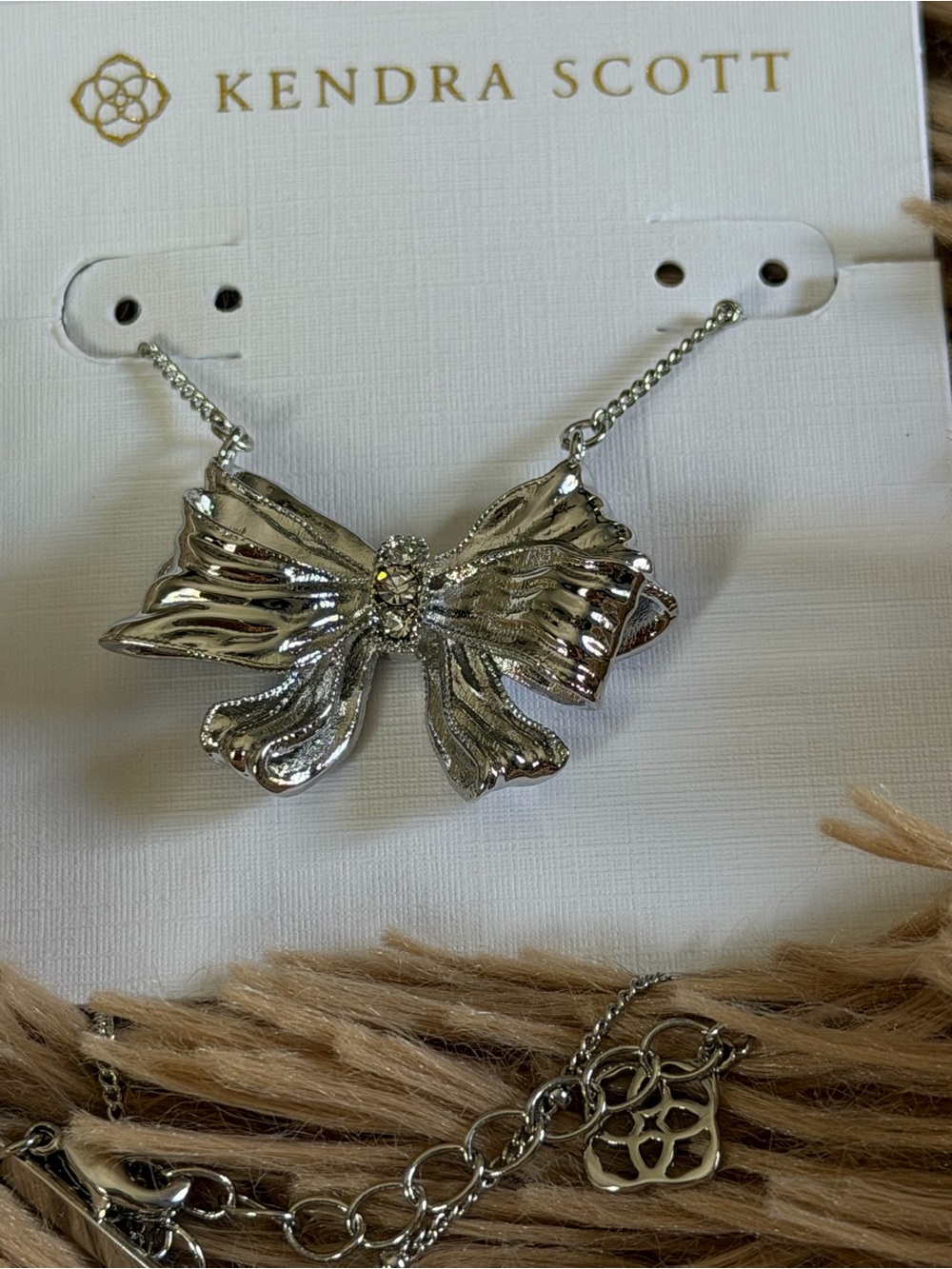 Kendra Scott Silver Bow Necklace new